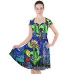 Beauty And The Beast Stained Glass Rose Cap Sleeve Midi Dress