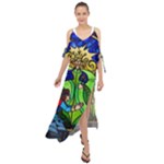 Beauty And The Beast Stained Glass Rose Maxi Chiffon Cover Up Dress