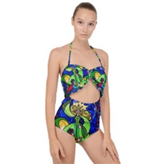 Scallop Top Cut Out Swimsuit 