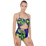 Beauty And The Beast Stained Glass Rose Scallop Top Cut Out Swimsuit