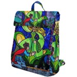 Beauty And The Beast Stained Glass Rose Flap Top Backpack