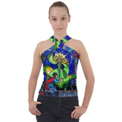 Cross Neck Velour Top 