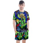 Beauty And The Beast Stained Glass Rose Men s Mesh T-Shirt and Shorts Set