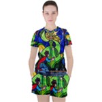 Beauty And The Beast Stained Glass Rose Women s T-Shirt and Shorts Set