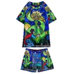 Beauty And The Beast Stained Glass Rose Kids  Swim T-Shirt and Shorts Set