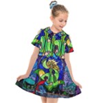 Beauty And The Beast Stained Glass Rose Kids  Short Sleeve Shirt Dress