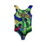 Beauty And The Beast Stained Glass Rose Kids  Frill Swimsuit