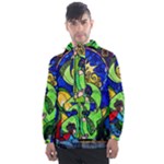 Beauty And The Beast Stained Glass Rose Men s Front Pocket Pullover Windbreaker