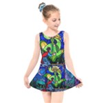 Beauty And The Beast Stained Glass Rose Kids  Skater Dress Swimsuit