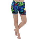 Beauty And The Beast Stained Glass Rose Lightweight Velour Yoga Shorts