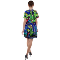 Short Sleeve Shoulder Cut Out Dress  
