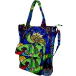 Beauty And The Beast Stained Glass Rose Shoulder Tote Bag
