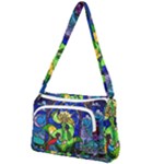 Beauty And The Beast Stained Glass Rose Front Pocket Crossbody Bag