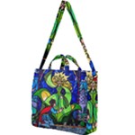 Beauty And The Beast Stained Glass Rose Square Shoulder Tote Bag