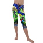 Beauty And The Beast Stained Glass Rose Kids  Lightweight Velour Capri Leggings 