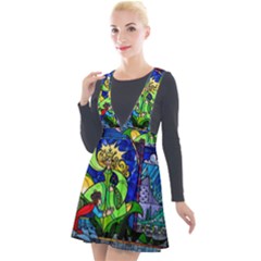 Plunge Pinafore Velour Dress 