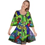 Beauty And The Beast Stained Glass Rose Velour Kimono Dress