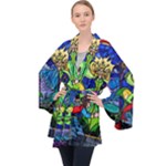 Beauty And The Beast Stained Glass Rose Long Sleeve Velvet Kimono 