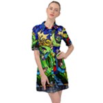 Beauty And The Beast Stained Glass Rose Belted Shirt Dress