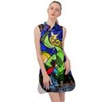 Beauty And The Beast Stained Glass Rose Sleeveless Shirt Dress