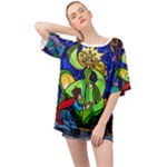 Beauty And The Beast Stained Glass Rose Oversized Chiffon Top
