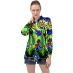 Beauty And The Beast Stained Glass Rose Long Sleeve Satin Shirt