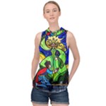 Beauty And The Beast Stained Glass Rose High Neck Satin Top