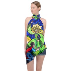 Halter Asymmetric Satin Top 