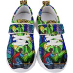 Beauty And The Beast Stained Glass Rose Kids  Velcro Strap Shoes