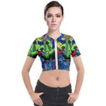 Beauty And The Beast Stained Glass Rose Short Sleeve Cropped Jacket