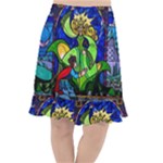 Beauty And The Beast Stained Glass Rose Fishtail Chiffon Skirt