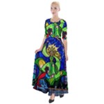 Beauty And The Beast Stained Glass Rose Half Sleeves Maxi Dress