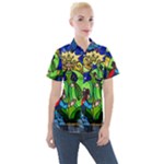 Beauty And The Beast Stained Glass Rose Women s Short Sleeve Pocket Shirt