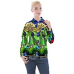 Beauty And The Beast Stained Glass Rose Women s Long Sleeve Pocket Shirt