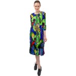Beauty And The Beast Stained Glass Rose Ruffle End Midi Chiffon Dress