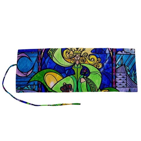 Beauty And The Beast Stained Glass Rose Roll Up Canvas Pencil Holder (S) from ArtsNow.com