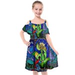 Beauty And The Beast Stained Glass Rose Kids  Cut Out Shoulders Chiffon Dress