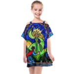 Beauty And The Beast Stained Glass Rose Kids  One Piece Chiffon Dress