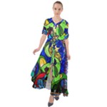 Beauty And The Beast Stained Glass Rose Waist Tie Boho Maxi Dress