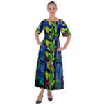 Beauty And The Beast Stained Glass Rose Shoulder Straps Boho Maxi Dress 