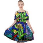 Beauty And The Beast Stained Glass Rose Cut Out Shoulders Chiffon Dress
