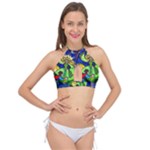 Beauty And The Beast Stained Glass Rose Cross Front Halter Bikini Top