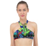 Beauty And The Beast Stained Glass Rose High Neck Bikini Top