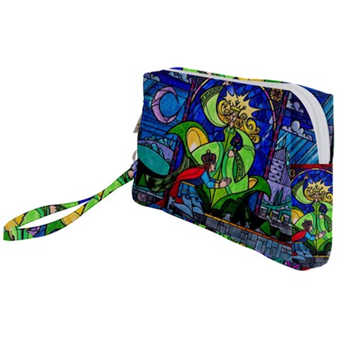 Beauty And The Beast Stained Glass Rose Wristlet Pouch Bag (Small) from ArtsNow.com