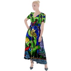 Button Up Short Sleeve Maxi Dress 