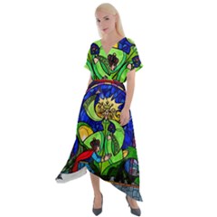 Cross Front Sharkbite Hem Maxi Dress 