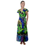 Beauty And The Beast Stained Glass Rose Flutter Sleeve Maxi Dress