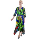 Beauty And The Beast Stained Glass Rose Quarter Sleeve Wrap Front Maxi Dress