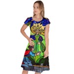 Beauty And The Beast Stained Glass Rose Classic Short Sleeve Dress