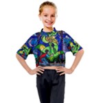Beauty And The Beast Stained Glass Rose Kids Mock Neck T-Shirt